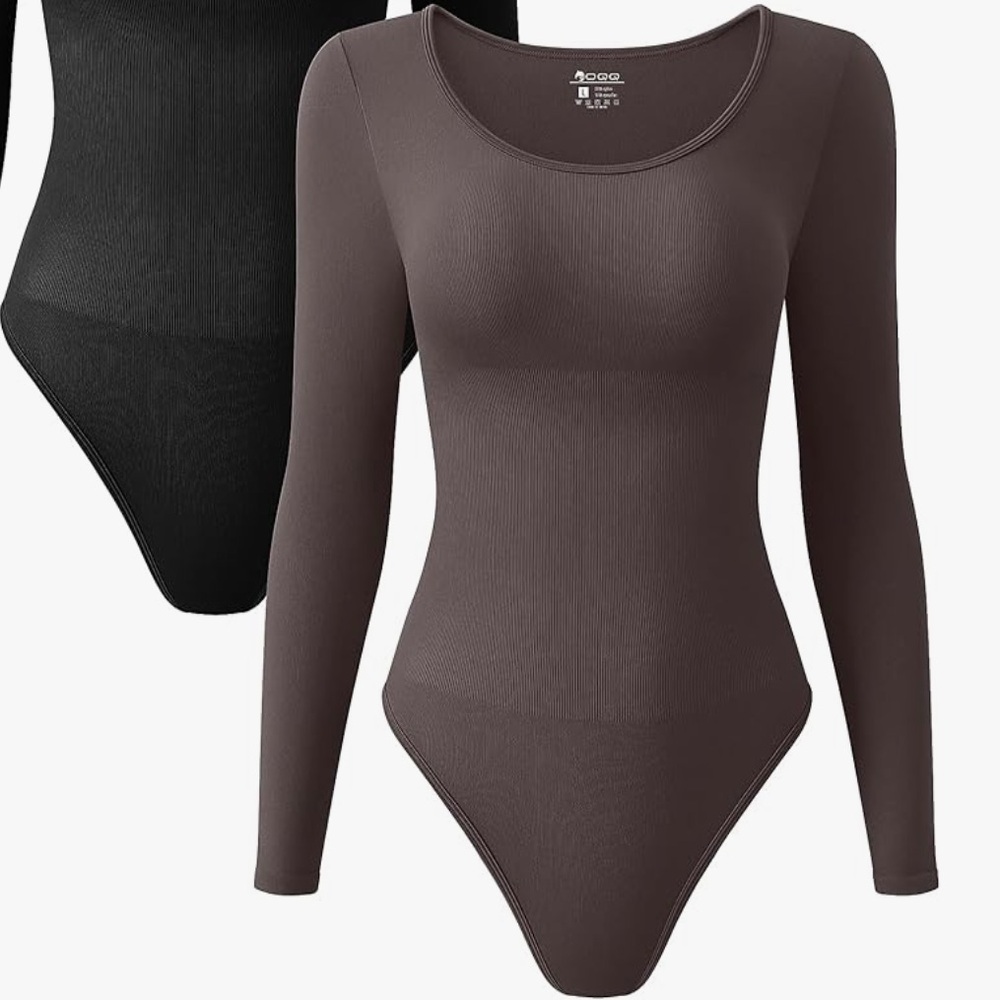 Sleek Long Sleeve Bodysuit - Brown